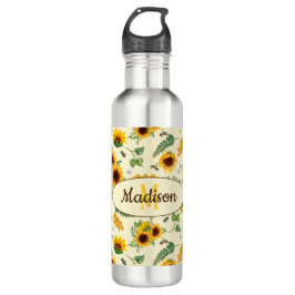 Individuelle Name Monogram Water Flasche Sonnenblu Edelstahlflasche