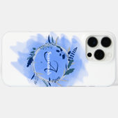 Individuelle Name Monogram Watercolor Blue Kranz Case-Mate iPhone Hülle (Rückseite (Horizontal))