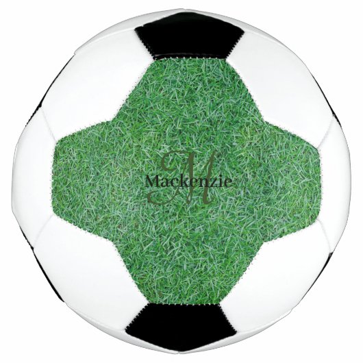 Individuelle Name Monogram Zen Grüngras Natur Fußball (Vorderseite)