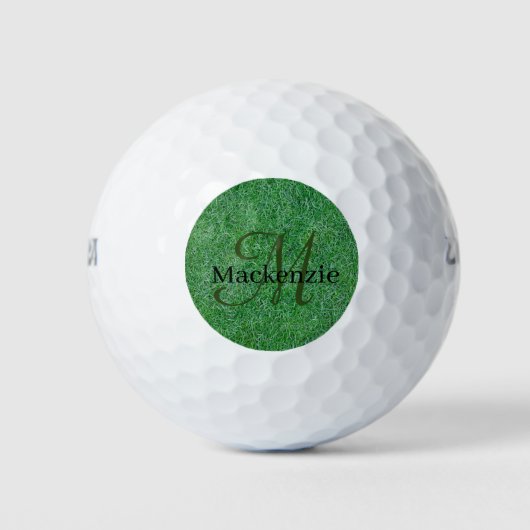 Individuelle Name Monogram Zen Grüngras Natur Golfball (Vorderseite)