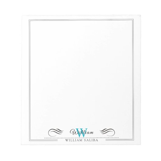Individuelle Name & Monogramm 5,5" x 6" Notepad - Notizblock (Vorderseite)