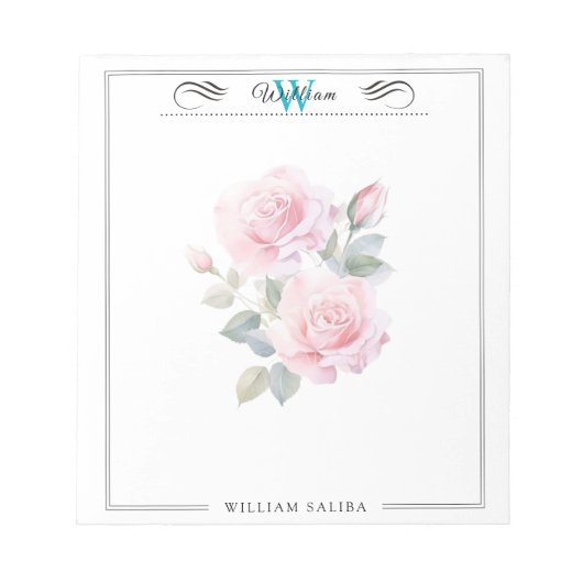 Individuelle Name & Monogramm 5,5" x 6" Notepad - Notizblock (Vorderseite)
