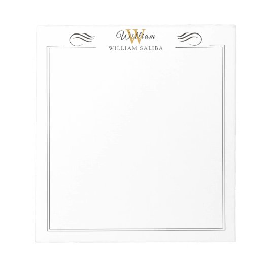 Individuelle Name & Monogramm 5,5" x 6" Notepad -  Notizblock (Vorderseite)