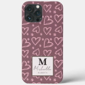 Individuelle Name Monogramm Anfangsdoodle Herz Case-Mate iPhone Hülle (Rückseite)