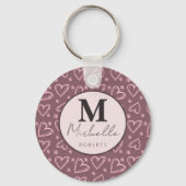 Individuelle Name Monogramm Anfangsdoodle Herz Schlüsselanhänger (Vorderseite)