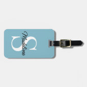 Individuelle Name Monogramm auf Hübsche Pastell Aq Gepäckanhänger (Vorderseite horizontal)