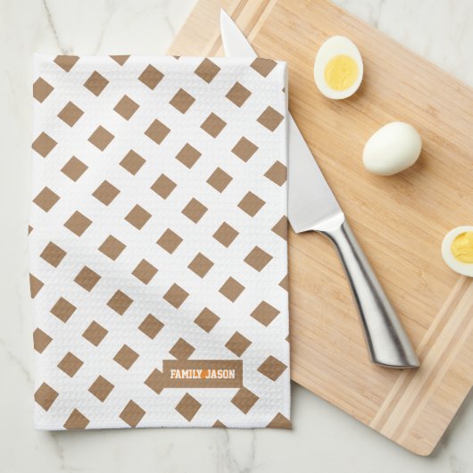 Individuelle Name Monogramm Diamanten braun weiß s Geschirrtuch (Viertel Falte)