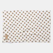 Individuelle Name Monogramm Diamanten braun weiß s Geschirrtuch (Horizontal)