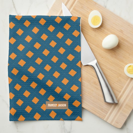 Individuelle Name Monogramm Diamanten marineborang Geschirrtuch (Viertel Falte)