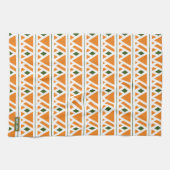 Individuelle Name Monogramm Diamanten orange grün  Geschirrtuch (Horizontal)