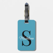 Individuelle Name Monogramm für Hübsches Aquamarin Gepäckanhänger (Rückseite vertikal)