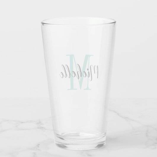 Individuelle Name-Monogramm-Geschenk Glas (Rückseite)