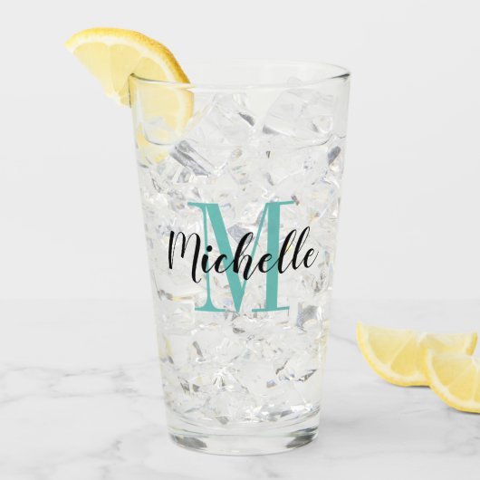 Individuelle Name-Monogramm-Geschenk Glas (Vorderseite Ice)