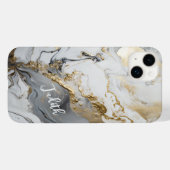 Individuelle Name/Monogramm, grau-weiß und goldene Case-Mate iPhone Hülle (Rückseite (Horizontal))