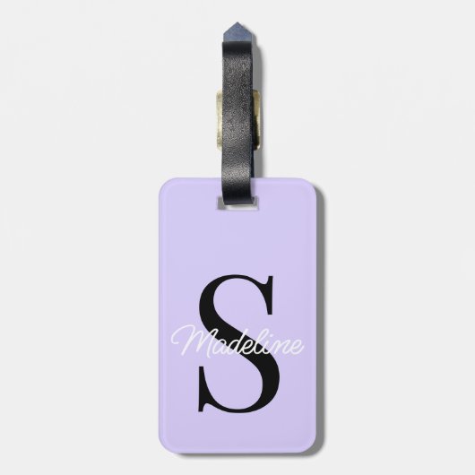 Individuelle Name Monogramm Hübsche Pastell-Lavend Gepäckanhänger (Rückseite vertikal)