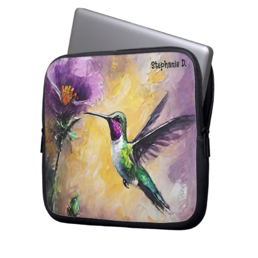 Individuelle Name , Monogramm-Hüllen, Hummingbird- Laptopschutzhülle (Vorderseite Links)