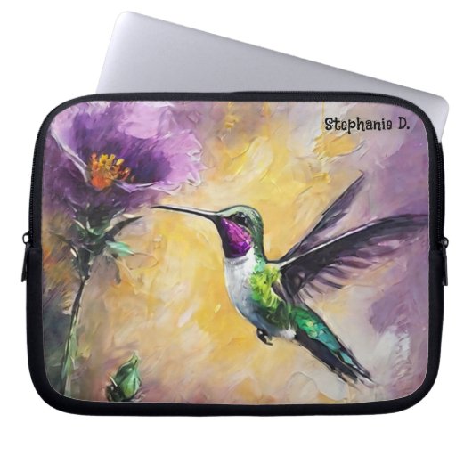 Individuelle Name , Monogramm-Hüllen, Hummingbird- Laptopschutzhülle (Vorderseite)