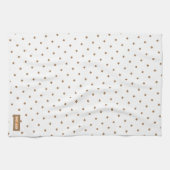 Individuelle Name Monogramm Karo-Muster weiß braun Geschirrtuch (Horizontal)