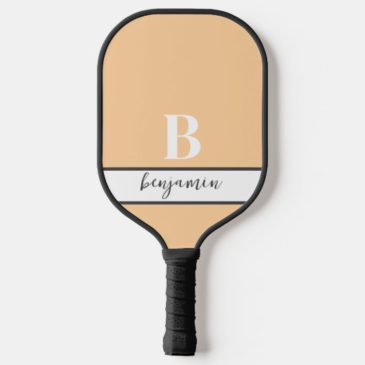 Individuelle Name-Monogramm-Lichtpfirsichpaddel Pickleball Schläger (Rückseite)