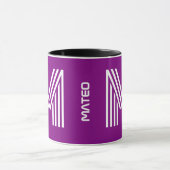 Individuelle Name, Monogramm | Lila Kaffee-Tasse Tasse (Zentrum)