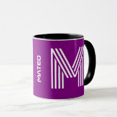 Individuelle Name, Monogramm | Lila Kaffee-Tasse Tasse (VorderseiteRechts)
