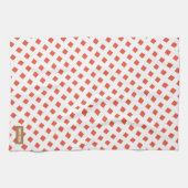 Individuelle Name Monogramm moderne Rot-Weißdiaman Geschirrtuch (Horizontal)