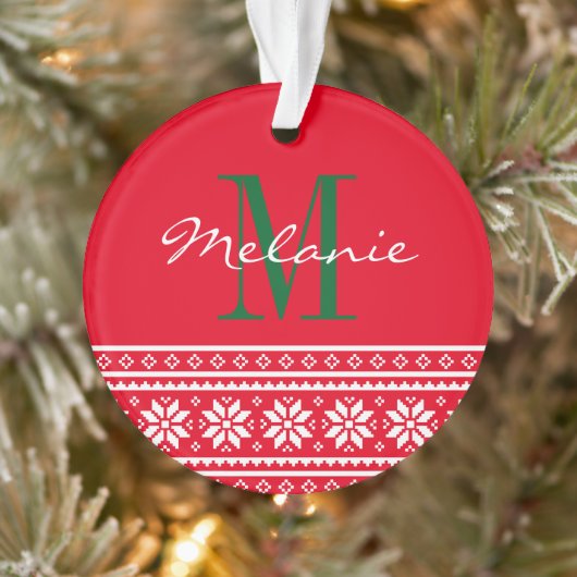 Individuelle Name Monogramm Normal Weihnachtsmuste Ornament (Baum)