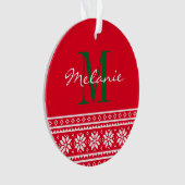 Individuelle Name Monogramm Normal Weihnachtsmuste Ornament (Vorderseite)