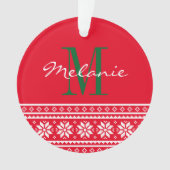 Individuelle Name Monogramm Normal Weihnachtsmuste Ornament (Vorderseite)
