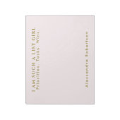 Individuelle Name Monogramm Pastell Pink Gold Mini Notizblock (Rotiert)