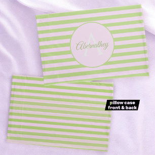 Individuelle Name Monogramm Pastell Rosa grüner St Kissenbezug