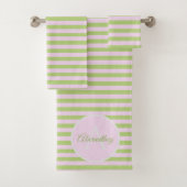 individuelle Name Monogramm Pastellfarben Rosa Badhandtuch Set (Insitu)