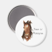 Individuelle Name Monogramm Pferd mit Attitude Magnet (Vorderseite/Rückseite)