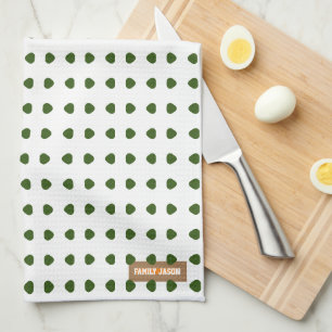 Individuelle Name Monogramm Polka Punkte weiß grün Geschirrtuch