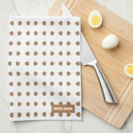 Individuelle Name Monogramm Polka Punkte weiß oran Geschirrtuch