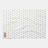 Individuelle Name-Monogramm-Polka-Punkte Weißbraun Geschirrtuch (Horizontal)