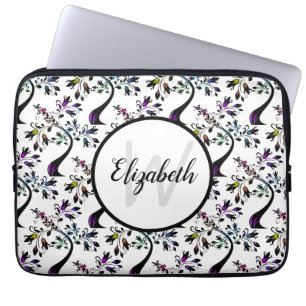 Individuelle Name Monogramm Rainbow Floral Tree Mu Laptopschutzhülle