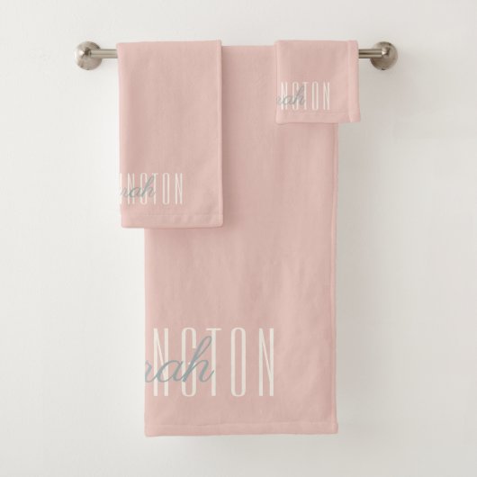 Individuelle Name Monogramm Rosa | Badetuch-Set Badhandtuch Set (Insitu)