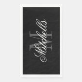 Individuelle Name monogramm schick schwarz-weiß Serviette (Vorderseite)