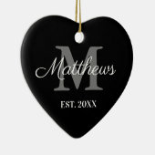 Individuelle Name Monogramm Schwarz-Weiß Weihnacht Keramik Ornament (Rechts)