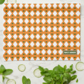 Individuelle Name monogramm-Stilmuster orange grün Geschirrtuch (Gefaltet)