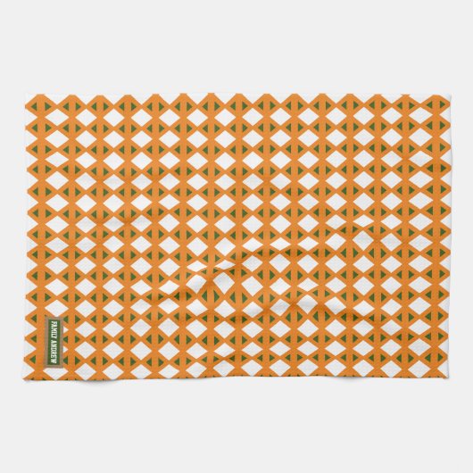 Individuelle Name monogramm-Stilmuster orange grün Geschirrtuch (Horizontal)