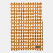 Individuelle Name monogramm-Stilmuster orange grün Geschirrtuch (Vertikal)