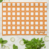Individuelle Name monogramm-Stilmuster weiß orange Geschirrtuch (Gefaltet)