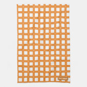 Individuelle Name monogramm-Stilmuster weiß orange Geschirrtuch (Vertikal)