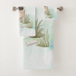 Individuelle Name Mops Haustier Badhandtuch Set