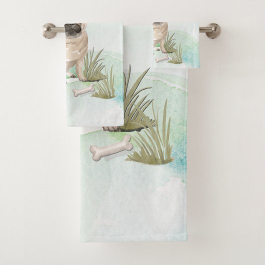 Individuelle Name Mops Haustier Badhandtuch Set (Insitu)