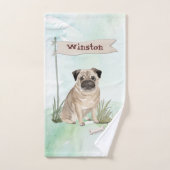 Individuelle Name Mops Haustier Badhandtuch Set (Handtuch)