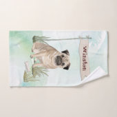 Individuelle Name Mops Haustier Badhandtuch Set (Handtuch)