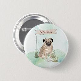 Individuelle Name Mops Haustier Button